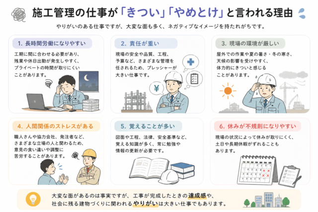 施工管理の仕事が「きつい」「やめとけ」と言われる理由