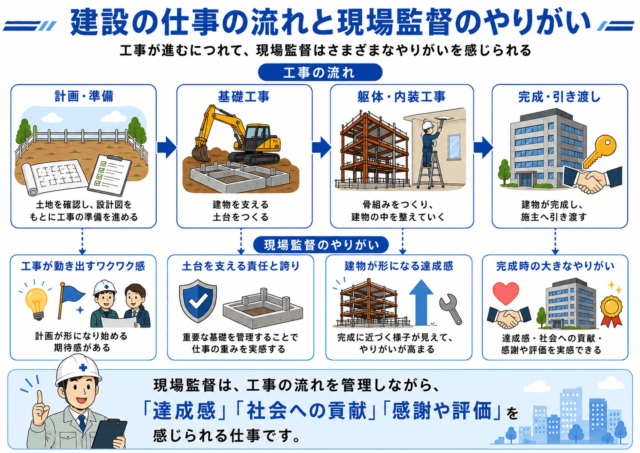 建設の仕事の流れと現場監督のやりがい