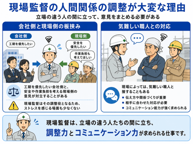 現場監督の人間関係の調整が大変な理由