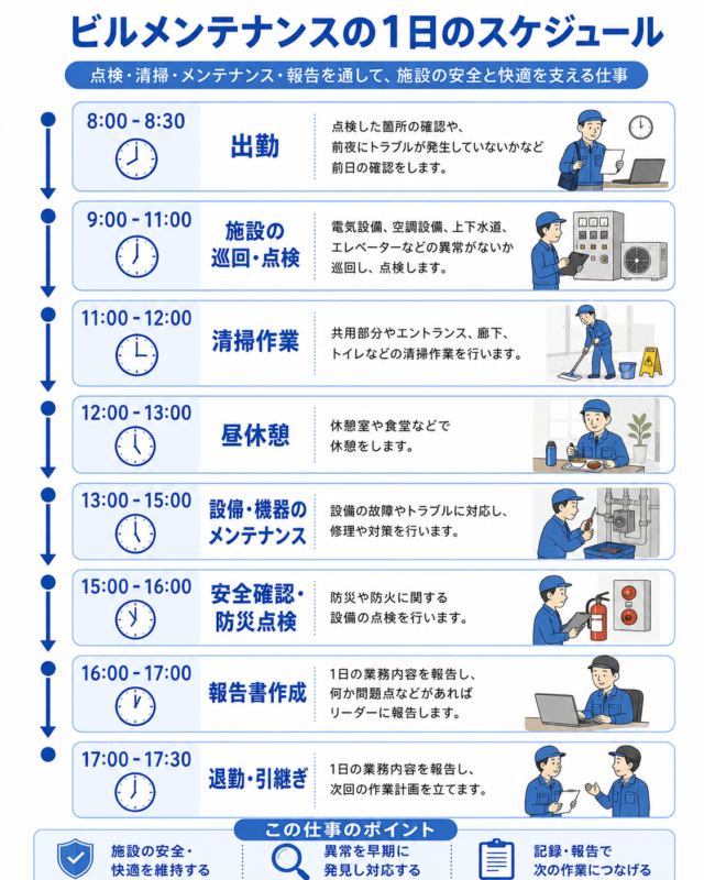 ビルメンテナンスの1日のスケジュール