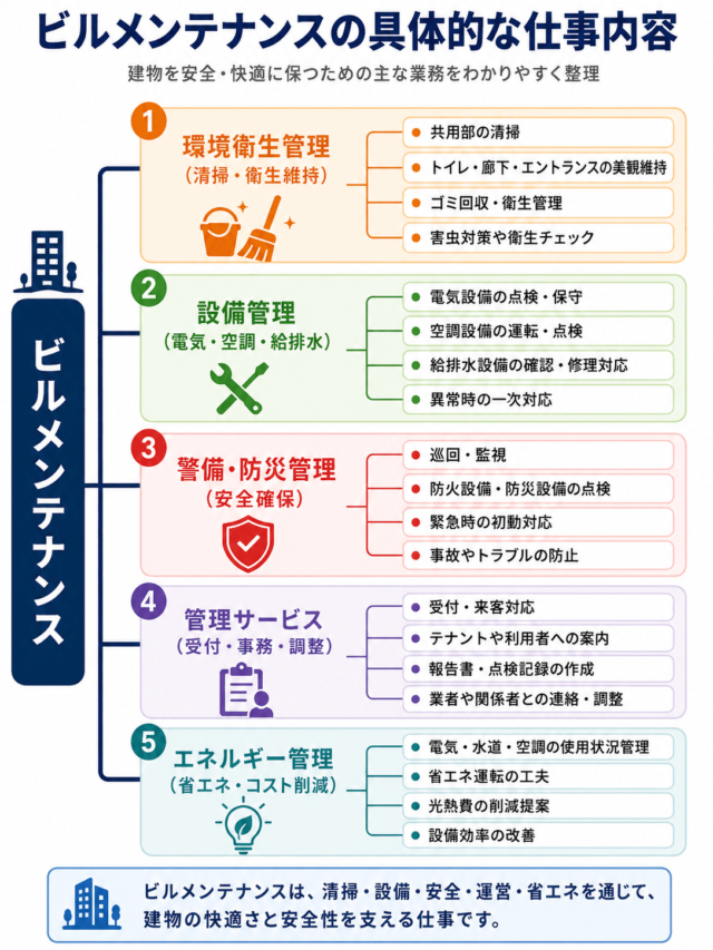ビルメンテナンスの具体的な仕事内容