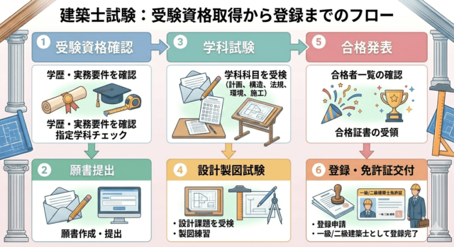 建築士試験合格までのフロー