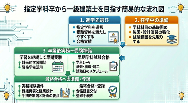 建築士資格,指定学科卒の流れ