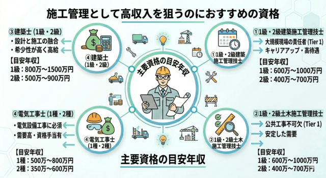 工管理として高収入を狙うのにおすすめの資格