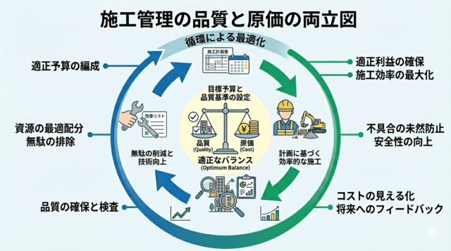 施工管理の品質と原価の両立図