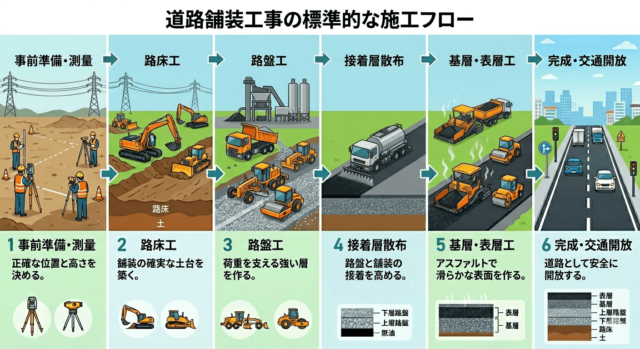舗装工事の施工手順