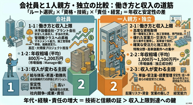 電気工事士の一人親方・独立の年収