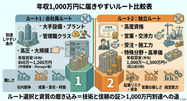 電気工事士は年収1000万円を目指すルート