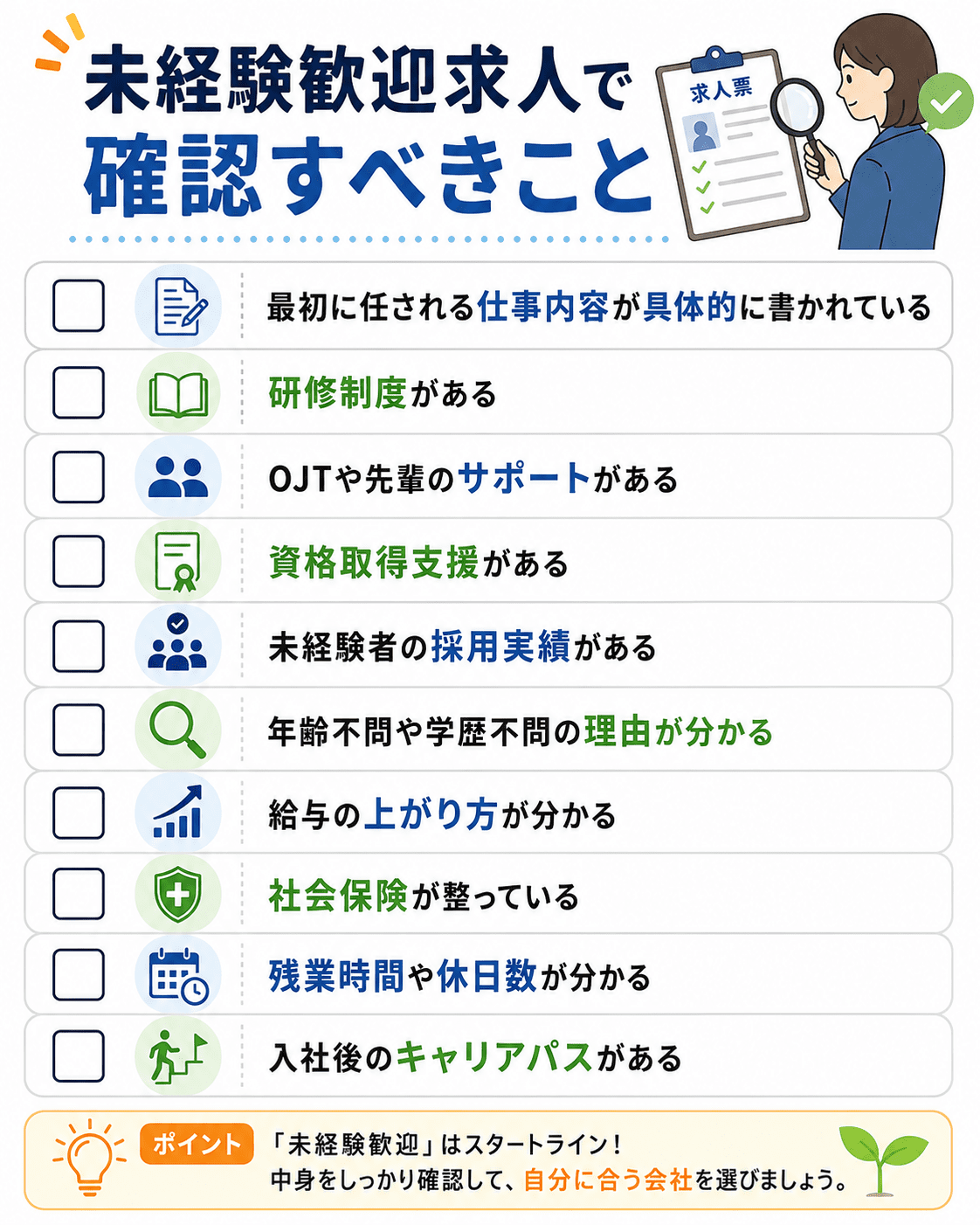 未経験歓迎求人で確認すべきこと