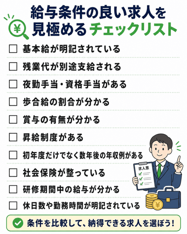 給与条件の良い求人を見極めるチェックリスト