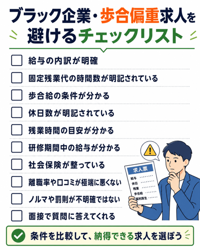 ブラック企業・歩合偏重求人を避けるチェックリスト