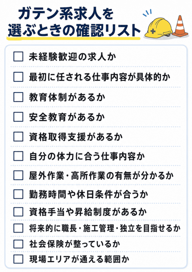 ガテン系求人を選ぶときの確認リスト