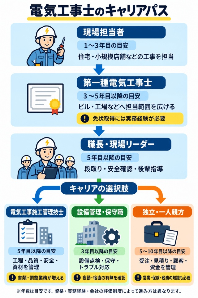 電気工事士のキャリアパス