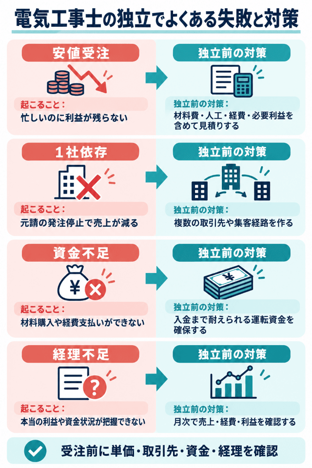 電気工事士の独立でよくある失敗と対策