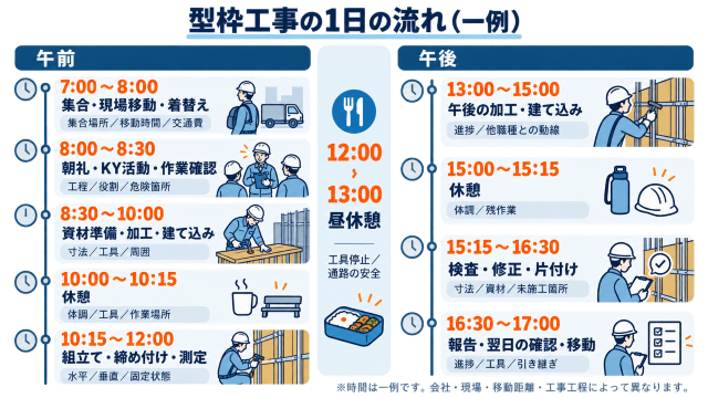 型枠工事の1日タイムライン