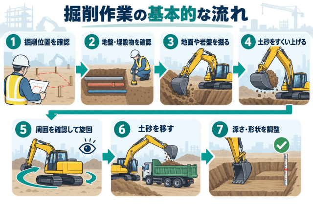 掘削作業の基本7ステップ