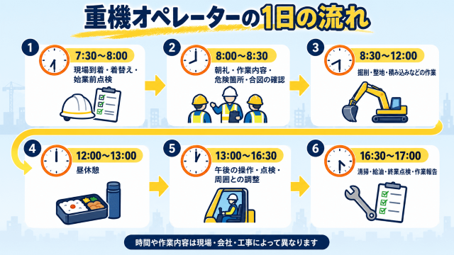 重機オペレーターの1日の流れ