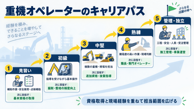 重機オペレーターのキャリアパス