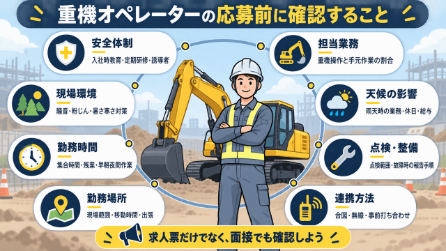重機オペレーター応募前の確認ポイント