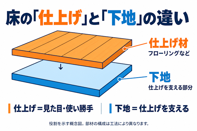 床の仕上げと下地の違い